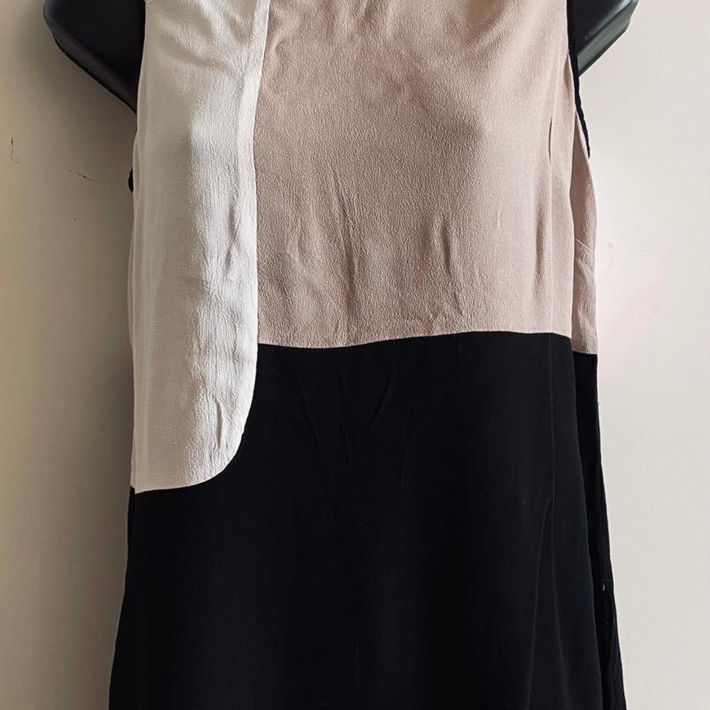 Beige/black/white viscose top-Warehouse and light brown/beige lined skirt - Atmosphere.