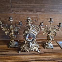 2 Kerzenständer mit jeweils 3 kerzenhalter und passende Uhr mit Quarzwerk ,Uhr funktioniert nur zusammen zu verkaufen