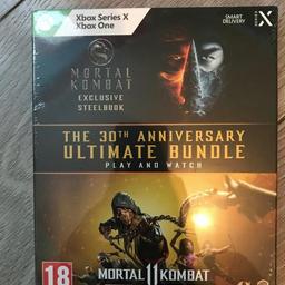 Mortal kombat 11 Ultimate steelbook xbox series X/xbox one brand new sealed.
Includes the mortal kombat movie blu ray. 
Collection is from Whitechapel E1 or E14