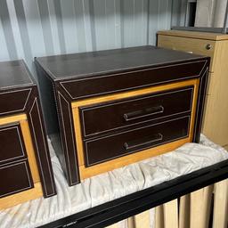 2 x Italian bedside cabinets
Solid oak bound in leather
2 draws each
63cm wide 41cm tall 45cm depth