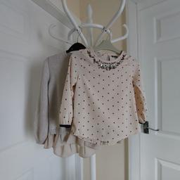 1) Blouse"M&S" Kids Ivory Colour Good Condition

Actual size: cm

Length: 45 cm front

Length: 53 cm back

Length: 30 cm from armpit side

Shoulder width: 30 cm

Length sleeves: 42 cm

Volume hands: 29 cm

Breast volume: 70 cm – 75 cm – actual size,
Chest: 27 in (UK) Eur 69 cm – on the label.

Volume waist: 70 cm – 80 cm

Volume hips: 70 cm – 80 cm

Age: 8-9 Years, Height: 52 ¾ in (UK) Eur Height: 134 cm

39 % Cotton
37 % Viscose
11 % Wool
 7 % Metallised Fibres
 6 % Polyester

Frill: 100 % Polyester

Exclusive of Trimmings.Made in Turkey

2) Blouse "Next" Ivory Mix Colour Good Condition

Actual size: cm

Length: 43 cm front

Length: 47 cm back

Length: 24 cm from armpit side

Shoulder width: 25 cm

Length sleeves: 36 cm

Volume hands: 28 cm

Breast volume: 63 cm – 65 cm

Volume waist: 62 cm – 63 cm

Volume hips: 65 cm – 67 cm

Age: 8 Years (UK) Eur Height: 128 cm

100 % Polyester

Made in India

Price £ 17.90 for 2 piece

Can be bought separately
