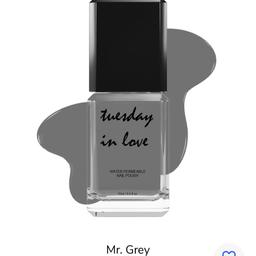 Tuesday In Love Nail polish Water permeable (halal) Mr Grey colour

Tuesday in Love Water Permeable Nail Polish is made with a unique color polymer compound that allows water molecules to penetrate through its micro-pores. Unlike traditional nail polish, water and moisture can penetrate through to the nailbed providing a healthier, breathable environment.

With our revolutionary micro-pore technology, our water permeable nail polish allows water molecules to penetrate through the semi permeable color membrane. Our Non Peelable formula is a 5-Free nail polish that does not contain any harsh chemicals such as formaldehyde, toluene, DBP (dibutyl phthalate), camphorare or alcohol, and is never tested on animals. Our line of paraben free cosmetics are made in Canada and are Halal Certified by ISNA Canada. All of our Halal Nail Polish & Halal Cosmetics are cruelty free and child labour free and made with the highest quality standards.