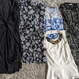 Ladies clothes bundle
Size 8
Good used condition
Black dress Stark
Topshop dress floral 
White 🤍 top River Island with necklace 
Blue top 💙 Dorothy Perkins
Black and gold shimmer dress 👗 Monsoon

Good used condition
Smoke and dog free home
Lots of other listings and bundles for sale
Collect Sidcup
Postage via courier 🚚