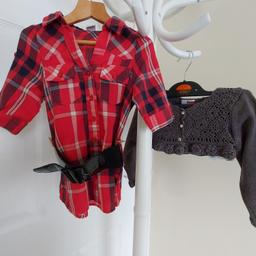 Knit Bolero ”nime.lt”and ”Store Twenty One”2 piece

Age: Eur 1- 1 ½ Years, 2-3 Years (UK) Height: 86/98 cm

Good Condition

1) Tunic ”Store Twenty One”With Belt Red Mix Colour

Actual size: cm

Length: 44 cm front

Length: 45 cm back

Length: 28 cm from armpit side

Shoulder width: 23 cm

Sleeve length: 17 cm- 22 cm

Volume hands: 27 cm

Volume breast: 53 cm – 55 cm

Volume waist: 50 cm – 52 cm

Volume hips: 54 cm – 55 cm

Length: 26 cm before to hips

Length: 11 cm from armpit side before to hips

Length belt: 59 cm

Width belt: 6 cm

Age: 2-3 Years (UK) Height: 98 cm

100 % Cotton

Made in China

2) Blouse ”nime.lt” Mini Dark Grey Colour

Style: Regitze Mini Knit Bolero

Actual size: cm

Length: 19 cm front

Length: 18 cm back

Length: 3 cm from armpit side

Shoulder width: 20 cm

Sleeve length: 28 cm

Volume hands: 21 cm

Volume breast: 50 cm – 52 cm

 Age: Eur 1- 1 ½ Years, Height: 86 cm

100 % Cotton

Made in China

Price £ 12.90 for 2 piece

Can be bought separately