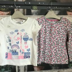 THIS IS FOR A BRAND NEW SET OF GIRLS TOPS

1 X PINK AND GREY LONG SLEEVED T-SHIRT FROM TU - HAS BEEN WASHED BUT NEVER WORN
1 X BRAND NEW - CREAM T-SHIRT FROM GEORGE WITH BALLOON THEME

PLEASE SEE PHOTO