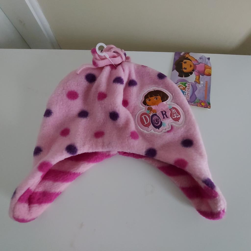 Cap „Dora“The Explorer Fleece Hat Infants

 Pink Mix Colour

 New With Tags

Smith Brooks. Nickelodeon

Actual size: cm

Height: 14 cm - inside back head with ears

Height with ears: 23 cm

Head volume: 44 cm - 52 cm

100 % Polyester

Size: Infants
