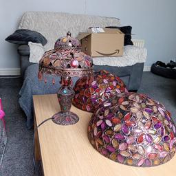 Moroccan style table lamp and ceiling light shade's good condition collection only£35