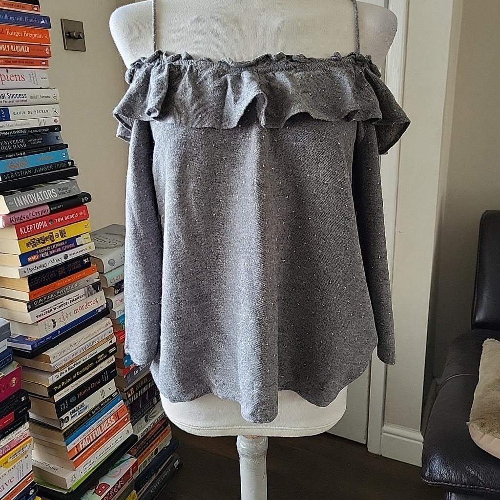 Grey gypsy summer top blouse from Zara in size S