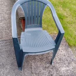 Plastic lowback garden chair's, Green, good condition but minimal fine marks and sun fading,iv got 4, £2 each No Delivery Collection only