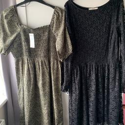 Collection WV133TJ, or post , green dress size 14 new with tags , black dress Oasis size large , like new . Smoke and pet free home .