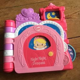 Night night princess book

Made out of plastic so good for babies / toddlers to flip through and change day to night

Electrics not working

Any questions please ask