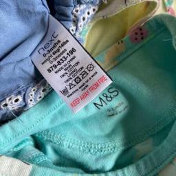 4 x newborn leggings TU brand new unworn
Primark brand new jumper
2 dresses and jumpsuit from marks and Spencer's
1 baby sun hat next worn once
Pet and smoke free home