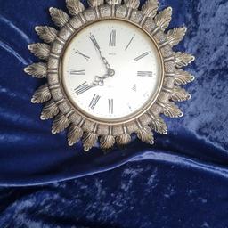 As the photos show there is some slight wearing away. It is a Smiths wall clock.. it has a quartz movement 938 made in Germany. It has sectronic battery on the front of this clock. A truly rare find. Please choose Royal Mail when purchasing this gem of a find! Any questions please do ask.. I will help all that I can. It weighs 1800 grams. It will be well packaged. There is some light scratches on the front of the bezel.