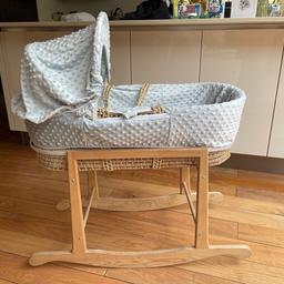 Used but in very good condition . Moses basket with stand ,mattress and covers . Selling for £10.