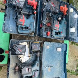 3 x bosh GHB 24V cordless drills 2 x. Newer models 1 x older model all in working order batteries are old and tired but still work hence price any questions please let me know