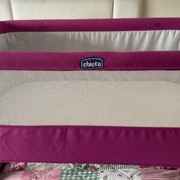 Selling for my cousin:
Chicco Next to you bed
pinky/purple colour. 
Mattress has never been used.
bag does have a couple of rips in but obviously doesn't affect anything 
straps all there.
in very good clean used condition. 
collection B45