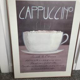 A great poster to hang in the kitchen....bronze coloured frame and ' Cappuccino'' image is printed on a ''Canvatex' board so looks like a painting. Measures 70 x 50cm / 27.5 x20in and in very good condition. Downsizing forces sale. No offers thank you but please don't hesitate to email with any queries. Collection from new Shot Tower flats in Boughton, Chester,.....or....can handover in Waitrose car park.