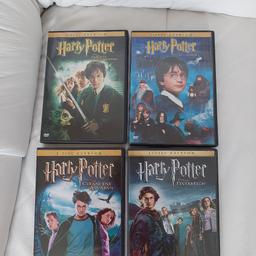 Harry Potter DVDs 4 Stück, siehe Fotos. Ggf. auf Anfrage einzeln erhältlich. Stückpreis: 8 Euro. Selbstabholung in 1220 Wien. Gewünschte Zahlungsart: Bar bei Abholung.