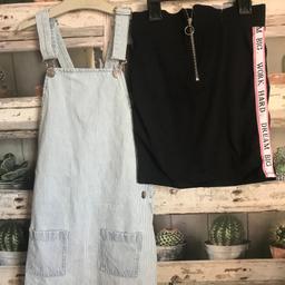 THIS IS FOR A BUNDLE OF GIRLS CLOTHES

1 X KNEE LENGTH SKIRT FROM PRIMARK - ONLY WORN A FEW TIMES COMES WITH ZIP FASTENER - IN EXCELLENT CONDITION
1 X DENIM DUNGAREE DRESS FROM F&F - ONLY WORN A FEW TIMES IN EXCELLENT CONDITION

PLEASE SEE PHOTO