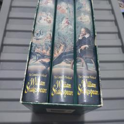 A beautiful box set containing all of Shakespeare's works in chronological order, presented in 3 hardback volumes.
Was £20 now only £15 cash on collection only.