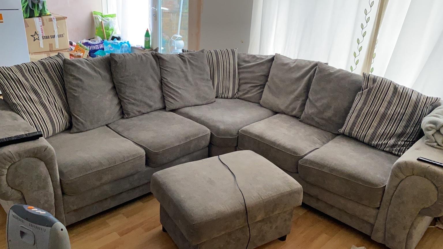 Grey corner sofa & footstool in EN9 Forest for £350.00 for sale Shpock