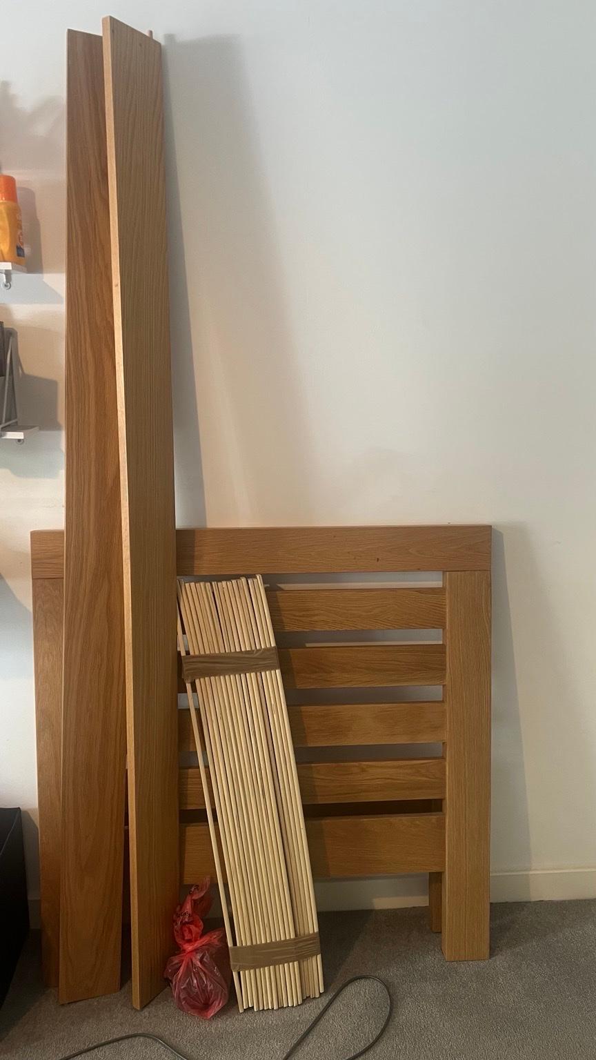 Solid Natural Oak Wood Bed Frame 3ft Single in UB10 London for £100.