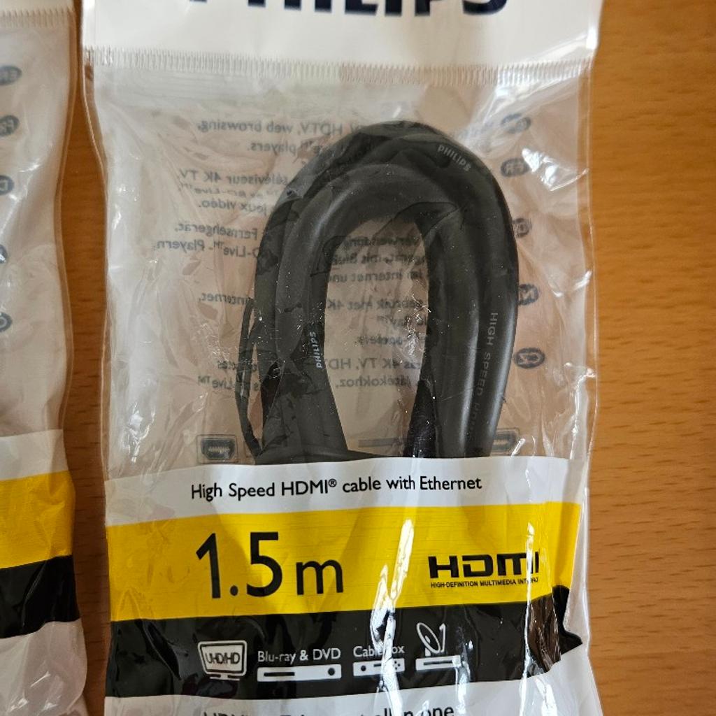 2 brand new Philips HDMI & ethernet all in one 4K cables