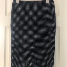 Navy & White ‘M&S’ Polka Dot Skirt 
Size 12
Elasticated waist 
Length of skirt: 66cms
£4