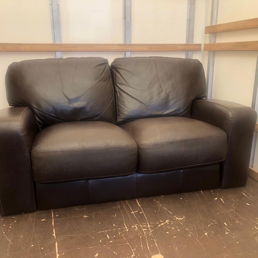 Dark brown chunky leather 2 seater sofa in S62 Parkgate for £80.00 for