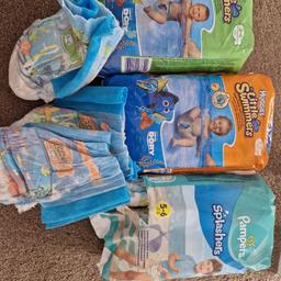 I have 3 packs of swimming nappies 
huggies and pampers sizes 3-4 & 5-6
 
1x huggies 3-4 unopened and extra
1x huggies 5-6 unopened and extra
1x pampers 5-6 opened 1 or 2 missing 

can drop off if local to South Liverpool or collection