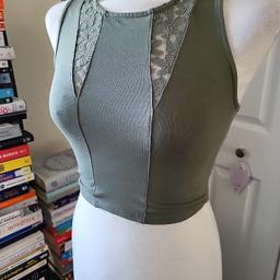 Khaki green cropped top from Miss Selfridge in size 8