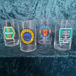 Set Of 4 German Small Drinking Glasses (10cm Tall). Will be well wrapped individually and boxed up securely.