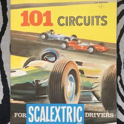 Original Scalextric circuit plans booklet which describes how to build 101 different race circuits from the standard range of track available at the time with 28 pages it the ideal reference material for the Scalextric enthusiast. The booklet is in excellent condition with one pencil mark on the front of 5/- (which can be rubbed out) meaning it cost 5 shillings at the time (25p)