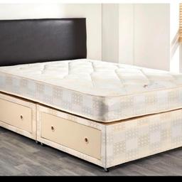 BRAND NEW DIVAN BEDS
STARTING FROM £110 FOR BASE AND A MATTRESS FOR SINGLE BED.

Double-£130
king size is £150

Headboard single £15, double £20 king size £25
drawers if required is £40 for 2drawers on the side.

To upgrade to orthopaedic mattress is £20 extra
Memory foam £30 extra
pocket sprung £70extra

delivery is £20 if local.
for more please send me a message here!