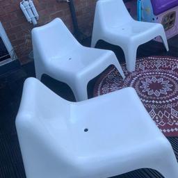 3 x White plastic garden chairs from ikea. Wide seats. Will probably need a van or large car to collect as they’re chunky.
In good condition, usual marks from being outside. Only selling as need the space. Tipton dy4.

Collection only as they won’t fit in my car. Please only make an offer if your ready to collect as they’re advertised elsewhere and I don’t hold items due to timewasters.