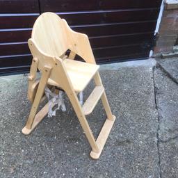 Wooden baby's high chair , good condition , only ever used for visiting grand children, pet free home ,cash on collection .