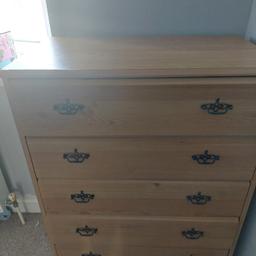 chest of drawers, h96 x w69 xb39. smoke and Petfree home. collection only. £40 ONO