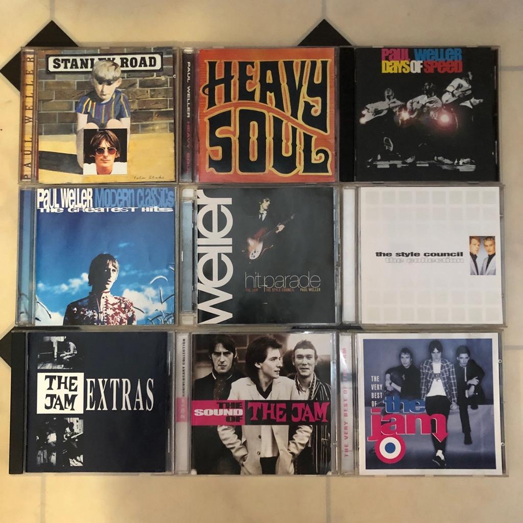 Paul Weller Stanley Road CD
Paul Weller heavy Soul CD
Paul Weller days of speed CD
Paul Weller modern classics the greatest hits CD
Paul Weller hits parade CD
The Style Council The collection CD
The Jam extras CD
The Jam The sound of CD
The jam the very best of CD

Condition good to like new
£15.00