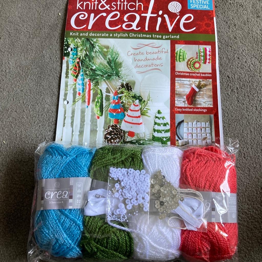 Knit and Stitch Creative kits to make a Christmas stocking and Christmas tree garland comes with everything you need to make them.
