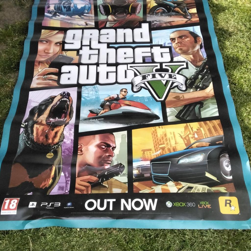 Great man cave home bar gaming shop wall display item
find another anywhere ?
6 foot high x 4 foot wide huge grand theft auto 5 shop promotion poster ?
 rare to find
ps3 xbox
come and take a look with no obligation
cash on collection only Birmingham b26
No postage