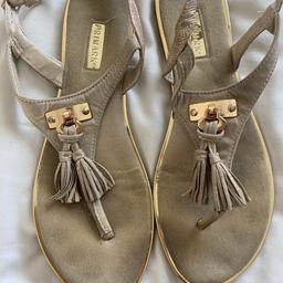 Gold coloured faux suede sandals 
Size 8 
Good condition