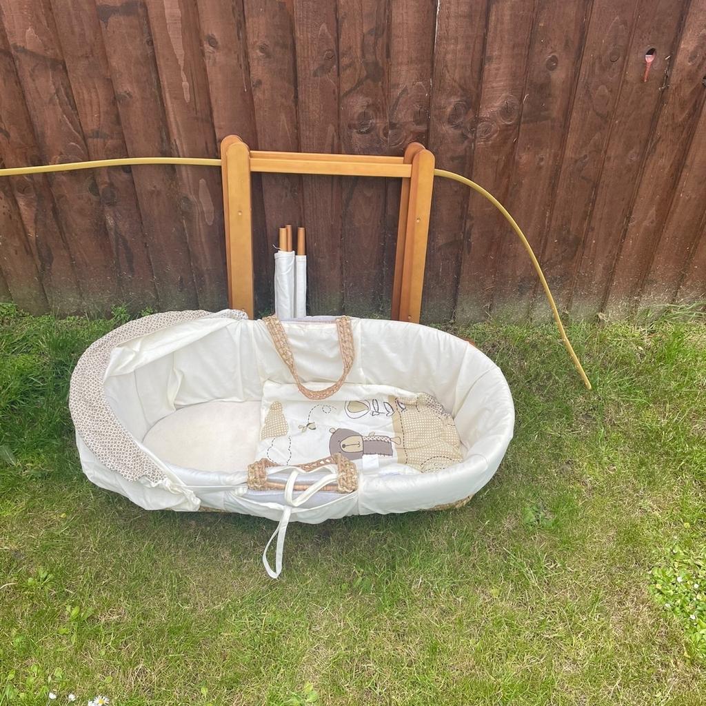 Moses basket and rocking stand, comes with matching blanket