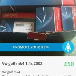 Brand new vw golf mk4 waterpump kit and timing belt all u need all new in box see photos for the right fitment and your golf make to see if it fits. Brought but never used