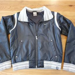 Vintage 90s Nike Bomber Jacket Size M 10/12

Vintage 90s Nike Embroidered Logo Bomber Jacket 
Size: M - GB 10/12 Height: 168 
Very good used condition Some signs of wear due to age - some marks on front - see photo 
From a smoke free home 
Please take a look at my other items
Cash on collection ST3 area or postage to mainland uk at extra cost