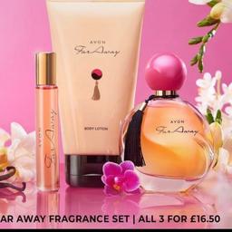 Faraway perfume set included 50ml  perfume , 150ml body lotion and 10ml purse spray
smoke and pet free home
can collect and will post for extra charge