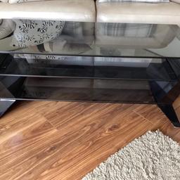 Quality tv stand/ coffee table black gloss & glass excellent condition