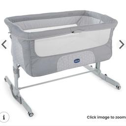 Chicco next to me crib in grey. In good condition. Would need mattress replacing as per safe sleep guidelines. Comes with a carry case to store it in so you can take it away with you. Paid £150 brand new. Sensible offers considered. Many thanks for looking.