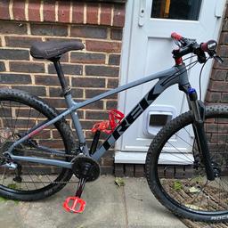 Selling my Trek 7 mountain bike, in great shape and loaded with upgrades.
Features include metal pedals, water bottle cage, and a comfortable saddle.
Equipped with Shimano Altus hydraulic disc brakes, shifters, and Shimano Acera derailleurs.

Don't miss out on this exceptional ride—bid now!