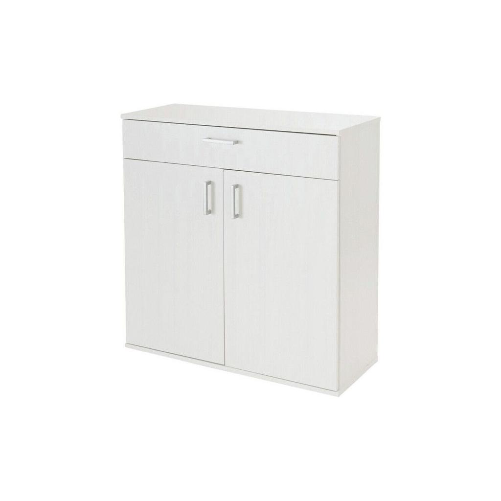 Venetia Shoe Storage Cabinet - White all new in box and we can deliver local
De-clutter your hallway with our slim shoe cabinet. so there's plenty of space for school shoes, trainers and more. You can adjust the shelves to suit taller boots or wellies and there's a drawer at the top to keep hats, gloves or keys to hand. It's finished in crisp white to blend in seamlessly in your home Size H86, W80, D33cm