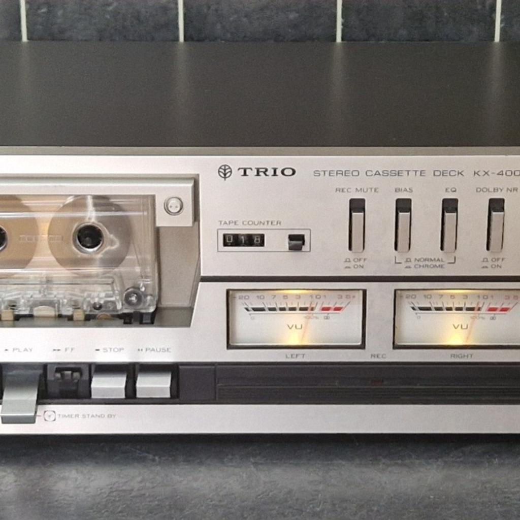 If you see it, it's still available!

Selling as spares or repairs!

Free postage to UK mainland!

Trio KX-400 stereo cassette deck in good condition, struggling to spin, will need attention, unfortunately the FF plastic button is broken but still operates, please check photos for condition.

Please check my other items